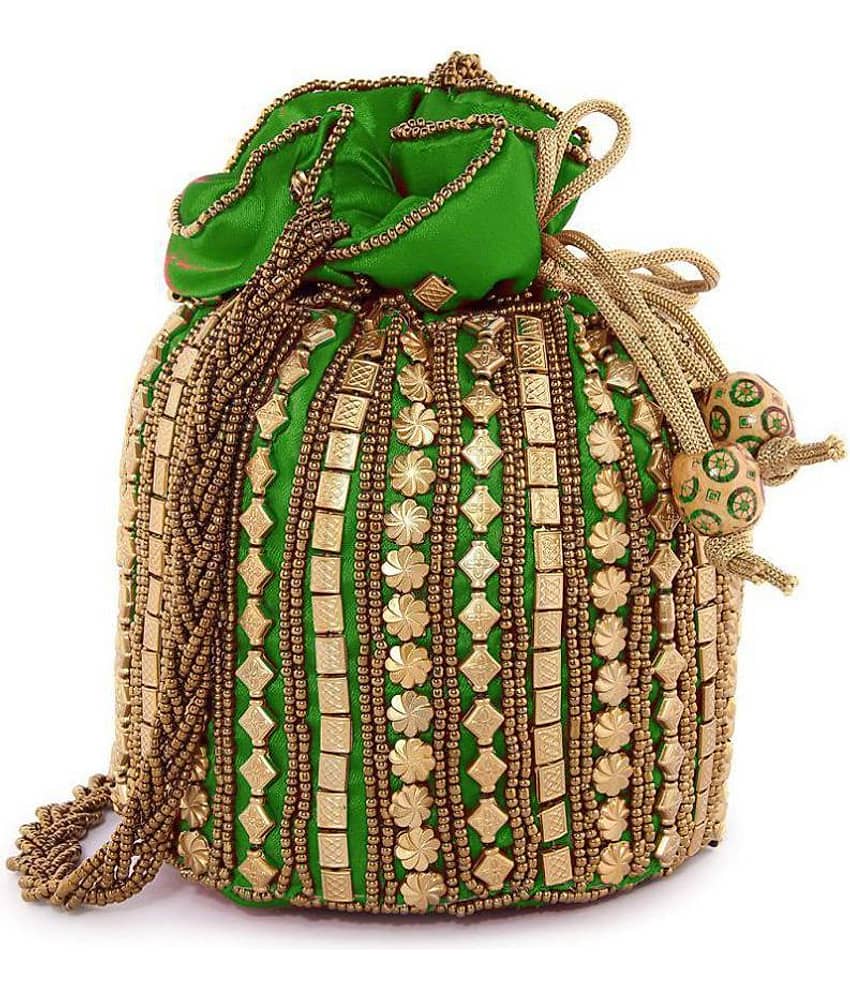 Bulbul Green Silk Potli - Handbags | Buy online on ZillyBuy
