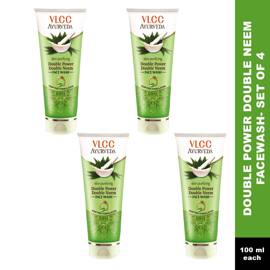     			Vlcc Ayurveda Skin Purifying Double Power Double Neem Face Wash , 100Ml(Pack Of 4)