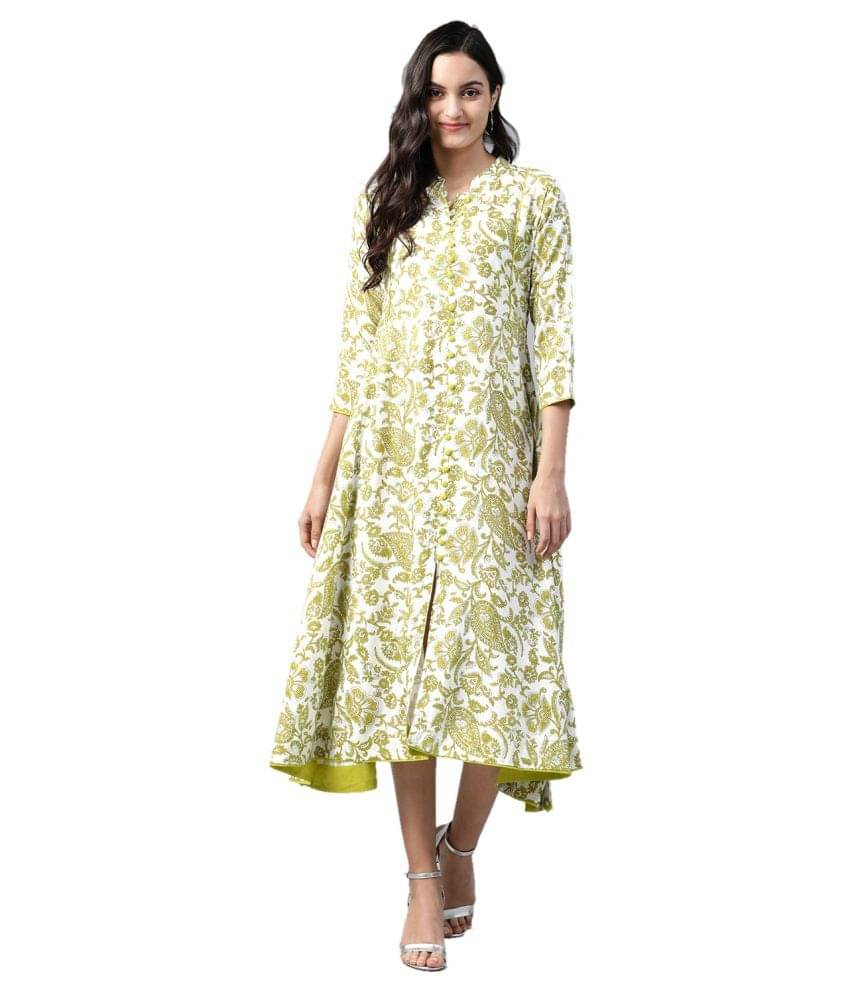 JC4U - Green Viscose Women's Asymmetrical Kurti ( Pack of 1 ) JC4U - Green Viscose Women's Asymmetrical Kurti ( Pack of 1 )