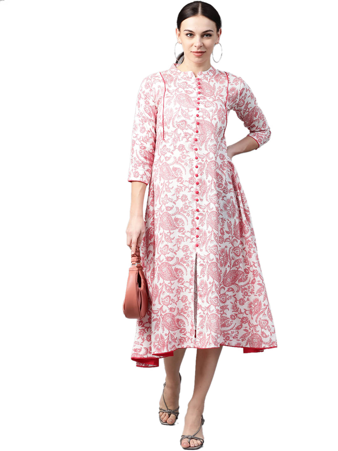    			JC4U - Pink Viscose Women's Asymmetrical Kurti