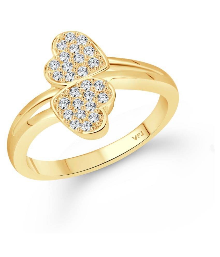 Vighnaharta Glory Double Heart Gold Plated (CZ) Ring - ( VFJ1603FRG9 ) Vighnaharta Glory Double Heart Gold Plated (CZ) Ring - ( VFJ1603FRG9 )