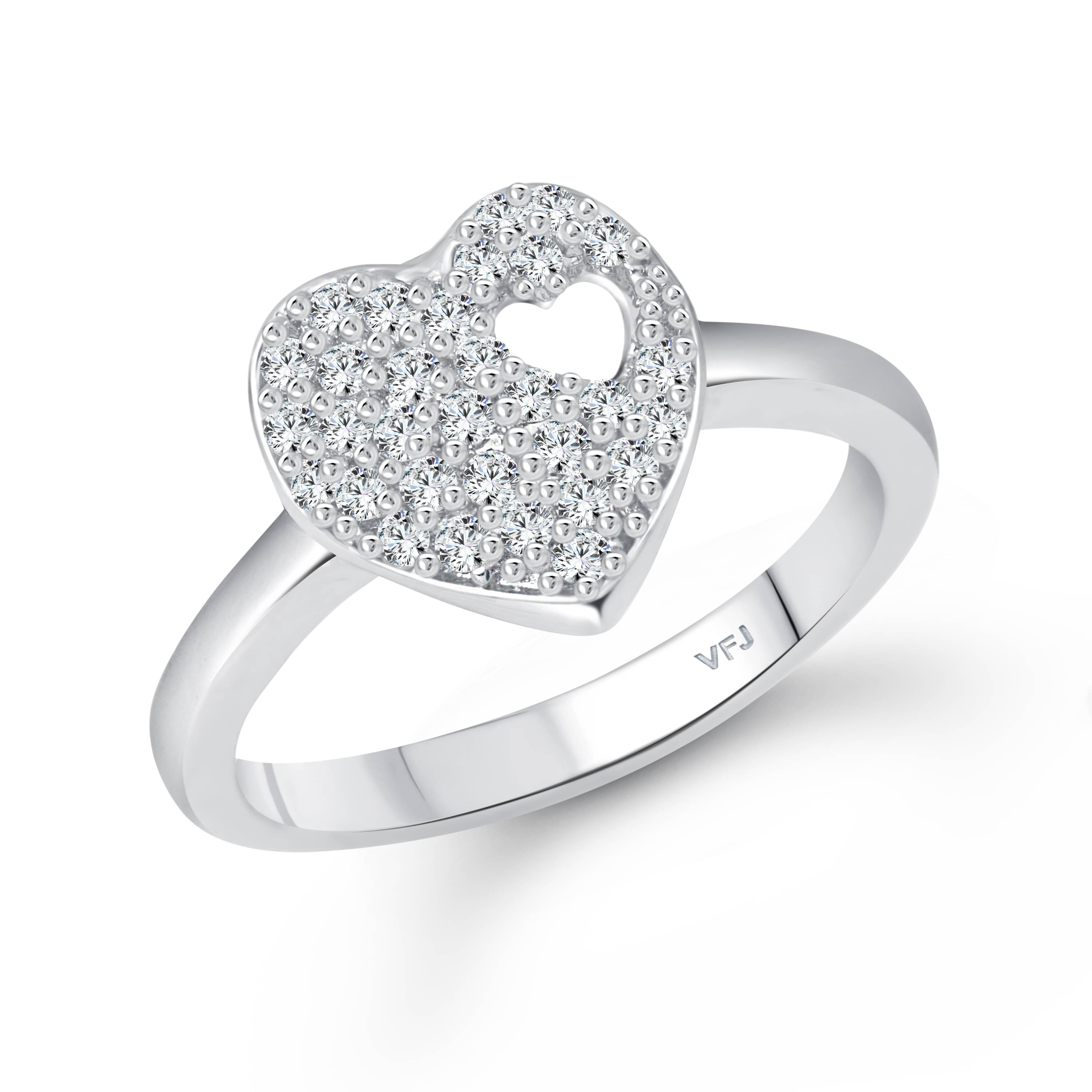     			Vighnaharta  Glory Heart Rhodium Plated (CZ)  Ring - (  VFJ1604FRR9 )