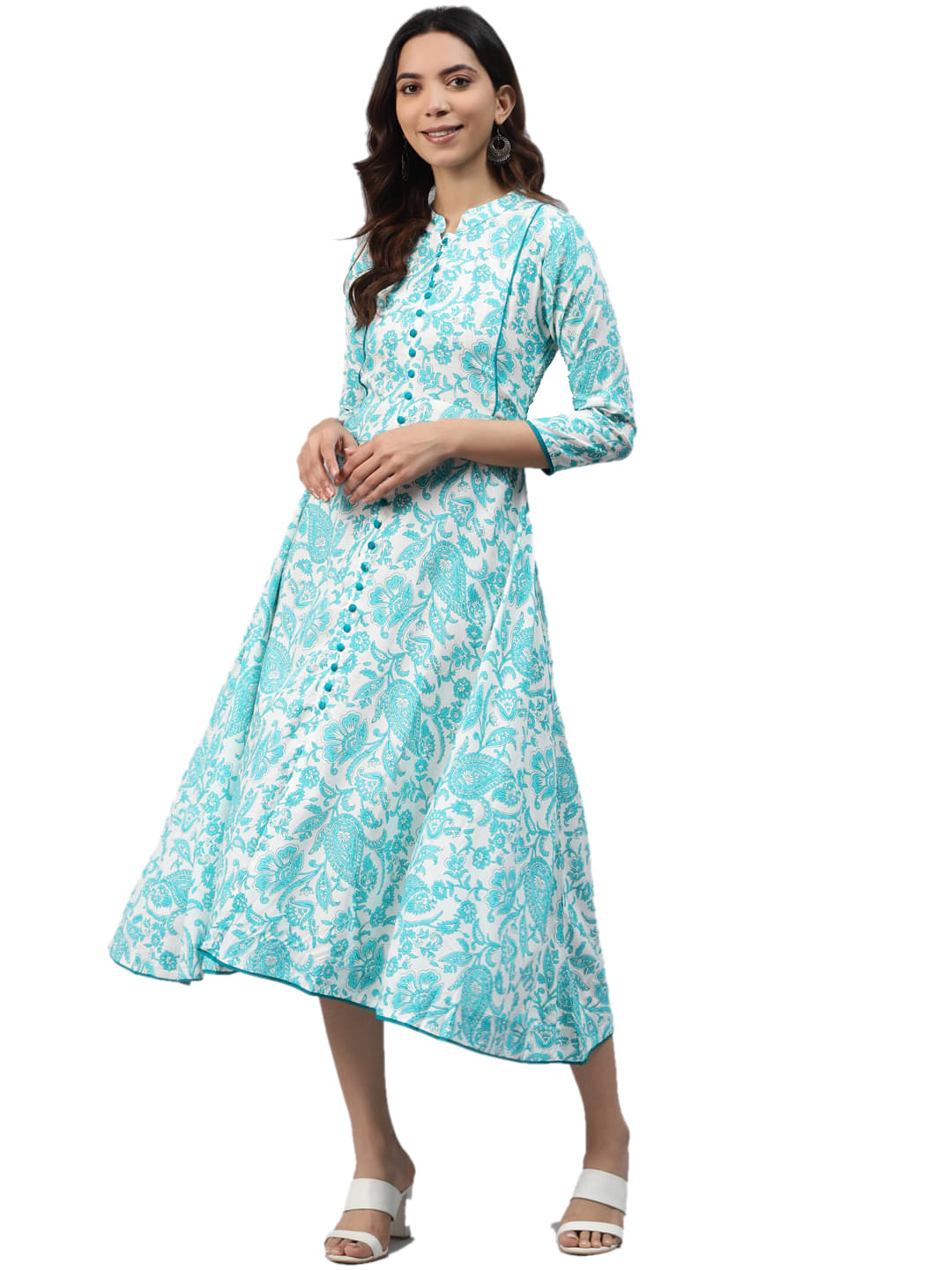 HIGHLIGHT FASHION EXPORT Women Viscose Ethnic Dress ( Blue ) HIGHLIGHT FASHION EXPORT Women Viscose Ethnic Dress ( Blue )