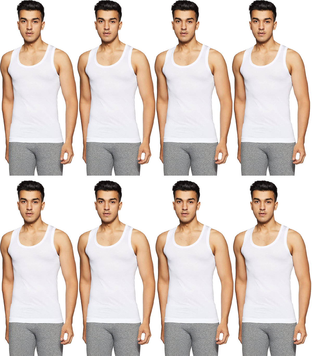     			Rupa Frontline White Sleeveless Vests Pack of 8