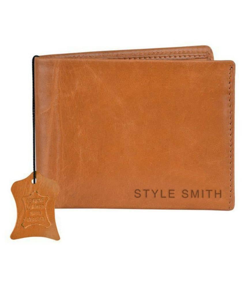 Style Smith - Tan Leather Men's RFID Wallet ( Pack of 1 ) - Handbags | Buy online on ZillyBuy