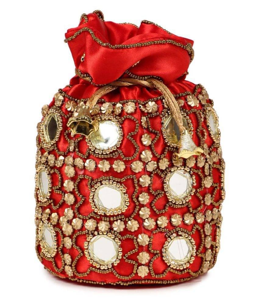     			Bulbul Red Silk Potli