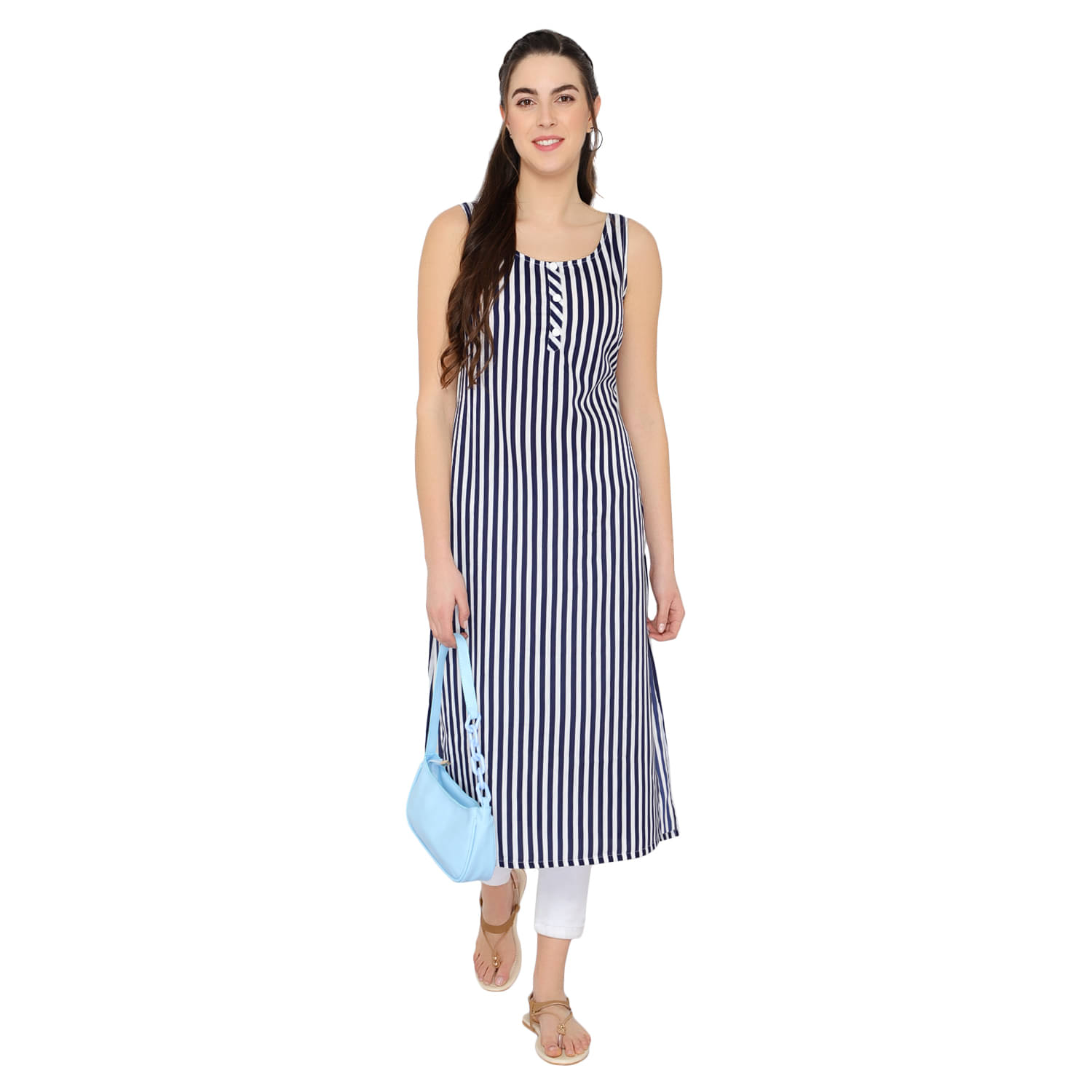     			GALWIZ - White Crepe Women's Straight Kurti