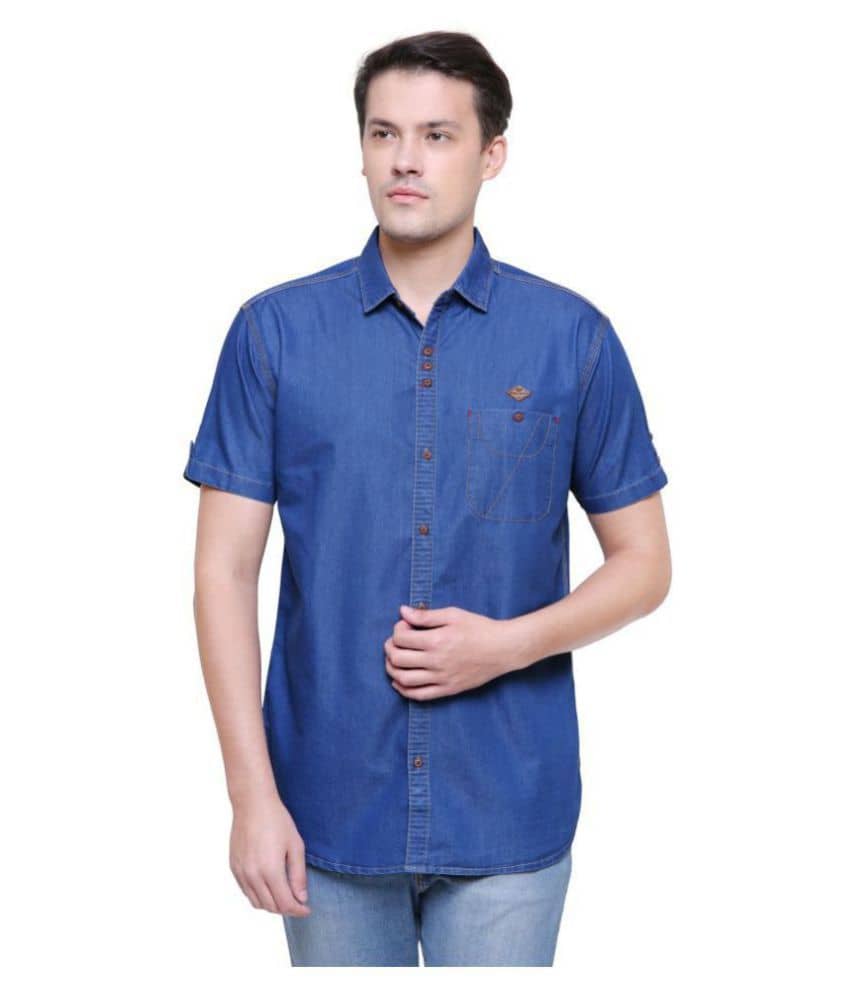 Kuons Avenue Denim Slim Fit Men's Casual Shirt - Navy ( Pack of 1 )