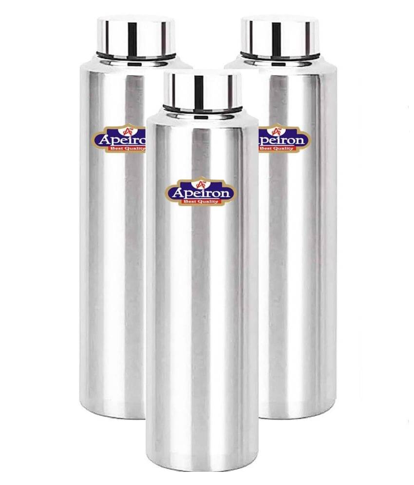     			APEIRON Matt Fridge Bottle pk 3 Silver 1000 mL Stainless Steel Fridge Bottle set of 3