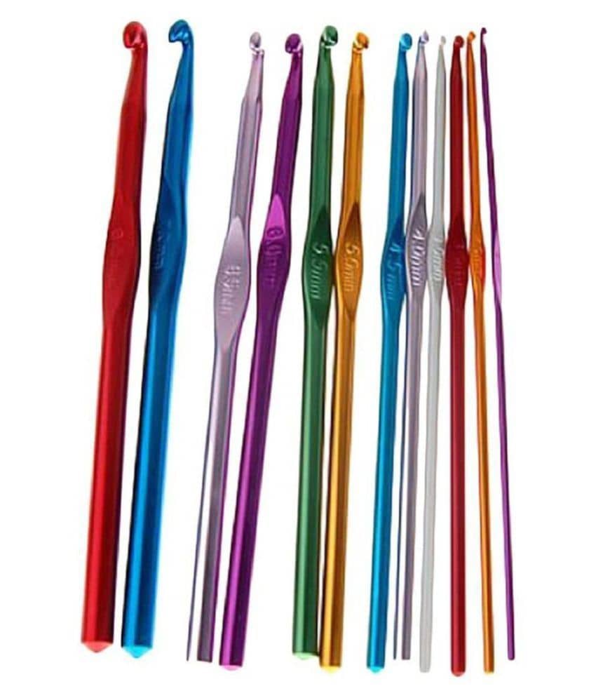 Vardhman Hard-Anodized Aluminum Multicolor Crochet Hooks Needle (2.0 to 8.0 mm) Pack of 12 - Stationery | Buy online on ZillyBuy