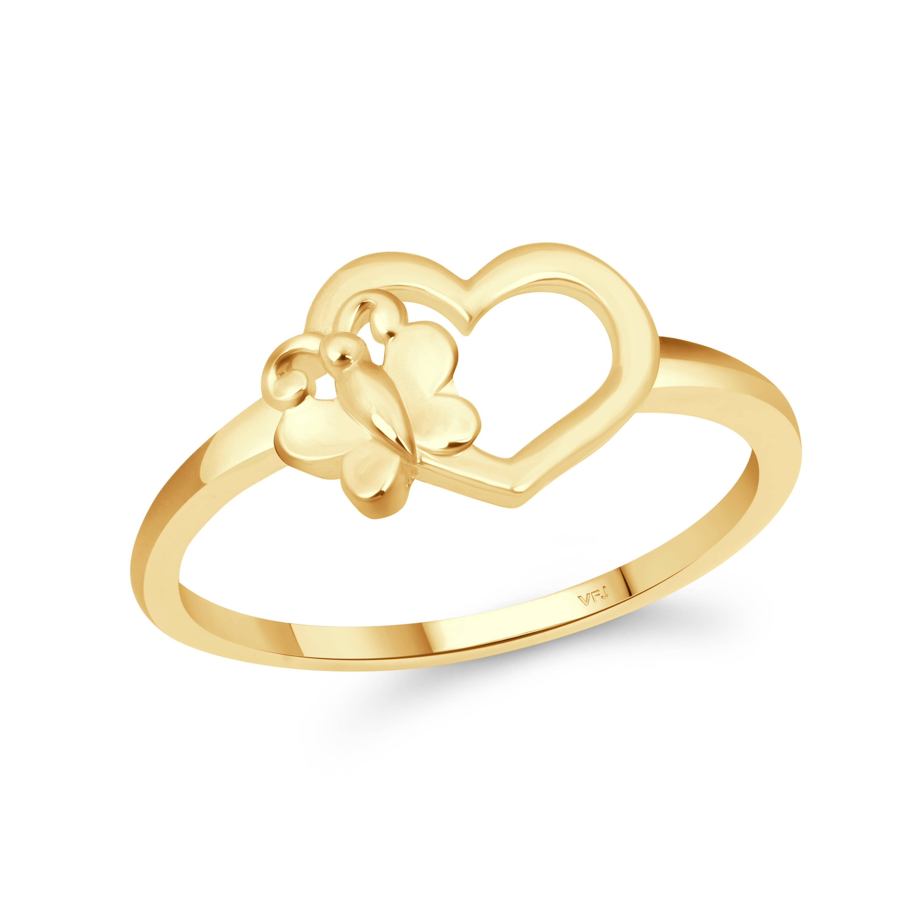     			Vighnaharta Cute Butterfly Heart CZ Gold Plated Ring for Women  [VFJ1631FRG14]