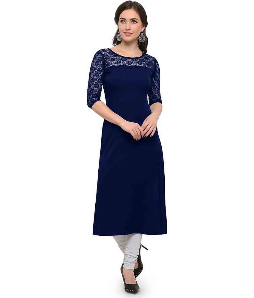 Dream Beauty Fashion - Navy Crepe Women's Straight Kurti ( Pack of 1 ) - Kurtis, Tunics | Buy online on ZillyBuy