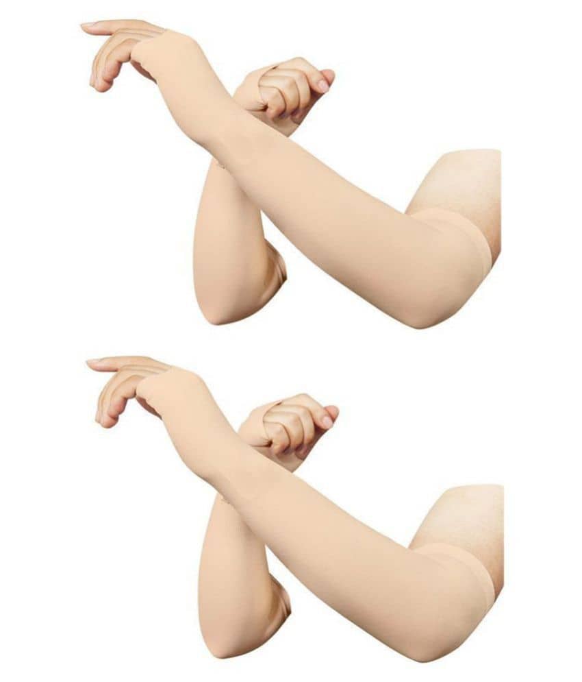 HF LUMEN Unisex Cotton Arm Sleeves, Skin & Black Fully Stretched Skinny Fit Arm Guards for Sports/Bikers/Joggers with Thumb Hole (Pack Of 2 Pair) - Dupattas & Shawls | Buy online on ZillyBuy