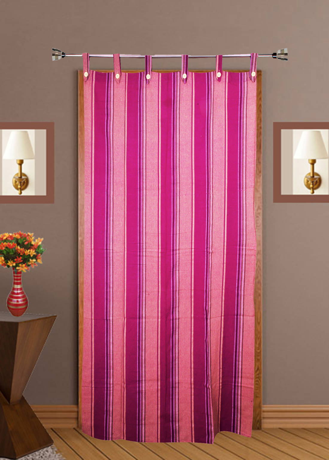 HOMEFLY Vertical Striped Room Darkening Loop Curtain 6.5 ft ( Pack of 1 ) - Purple HOMEFLY Vertical Striped Room Darkening Loop Curtain 6.5 ft ( Pack of 1 ) - Purple