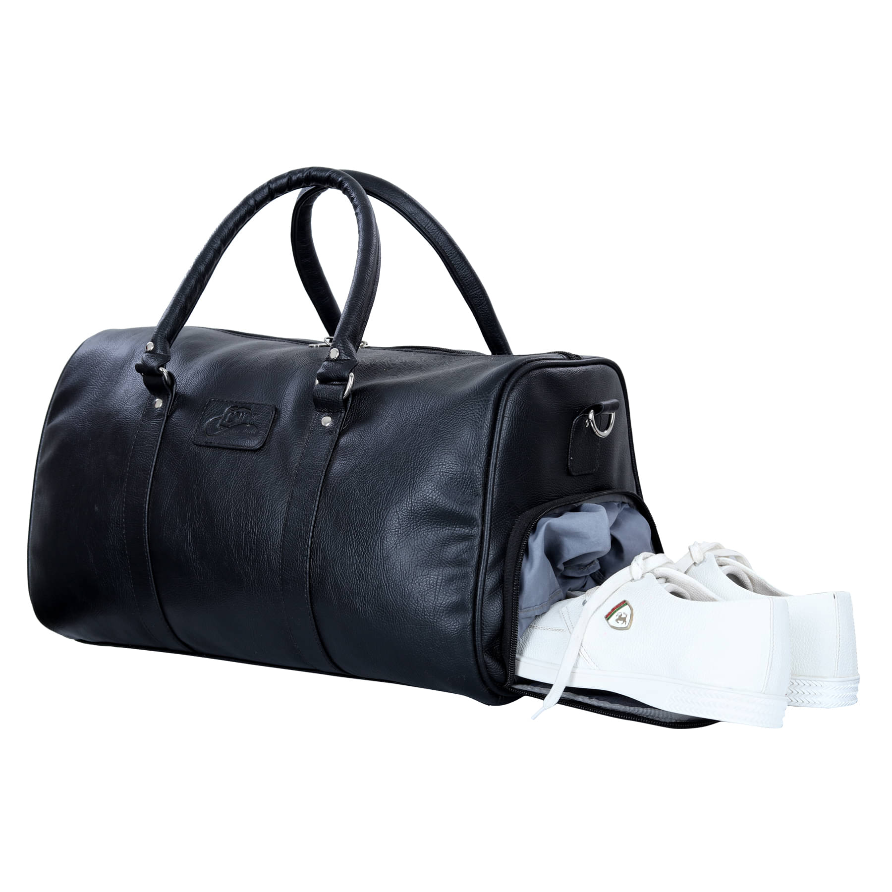     			Leather World Black Solid L Duffle Travel Bag