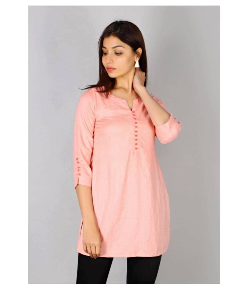 SAART BUNAAI Women's Rayon Tunic ( Peach ) SAART BUNAAI Women's Rayon Tunic ( Peach )