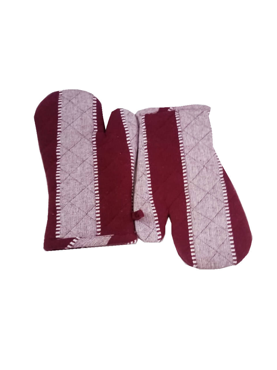 Tidy Brown with White Color Stripes Design Cotton Oven Hand Glove - Pack of 2pcs Tidy Brown with White Color Stripes Design Cotton Oven Hand Glove - Pack of 2pcs