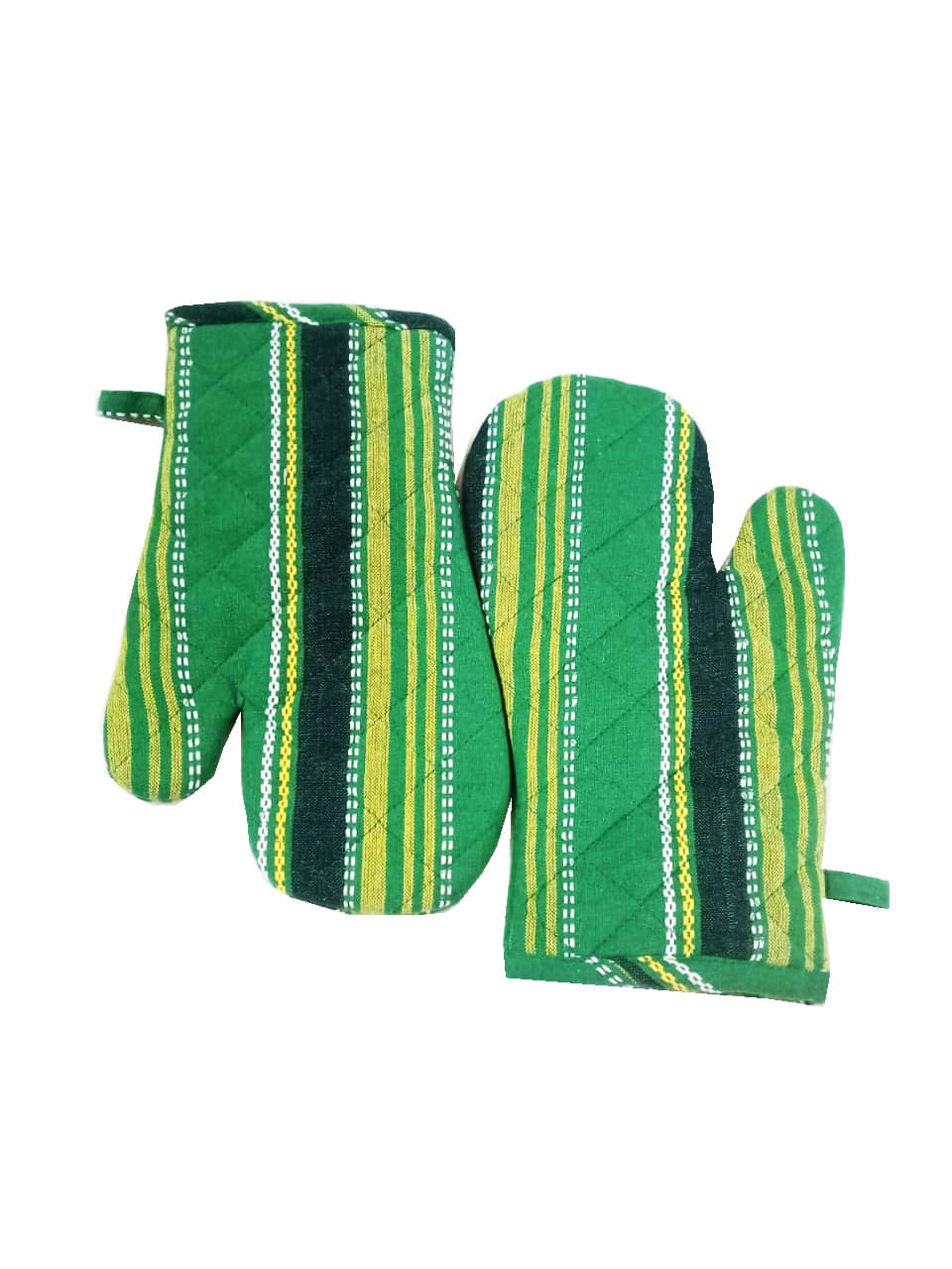Tidy Green Color Stripes Design Cotton Oven Hand Glove - Pack of 2pcs Tidy Green Color Stripes Design Cotton Oven Hand Glove - Pack of 2pcs