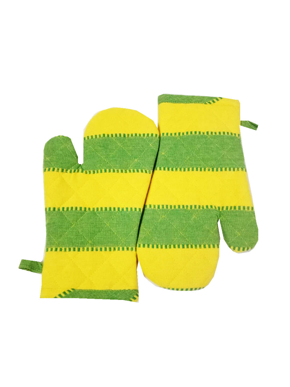 Tidy Green with Yellow Color Stripes Design Cotton Oven Hand Glove - Pack of 2pcs Tidy Green with Yellow Color Stripes Design Cotton Oven Hand Glove - Pack of 2pcs