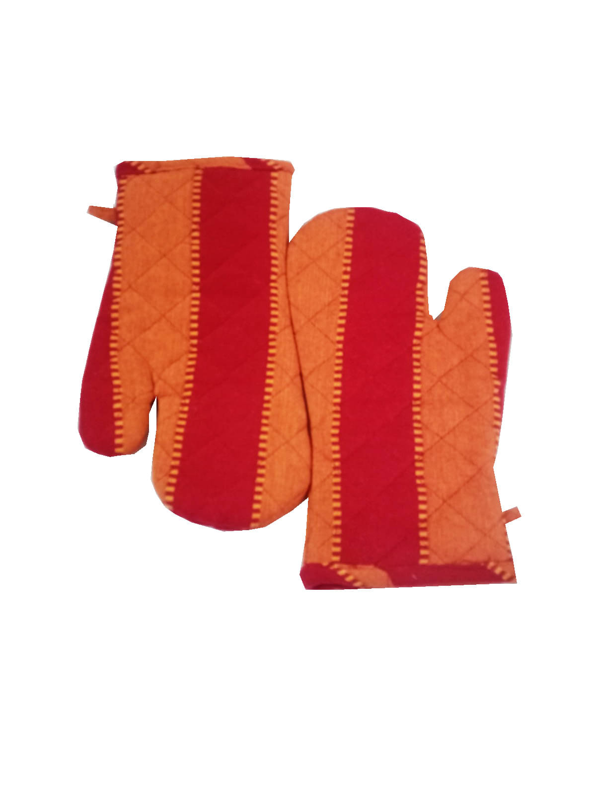     			Tidy Red with Yellow Color Stripes Design Cotton Oven Hand Glove - Pack of 2pcs
