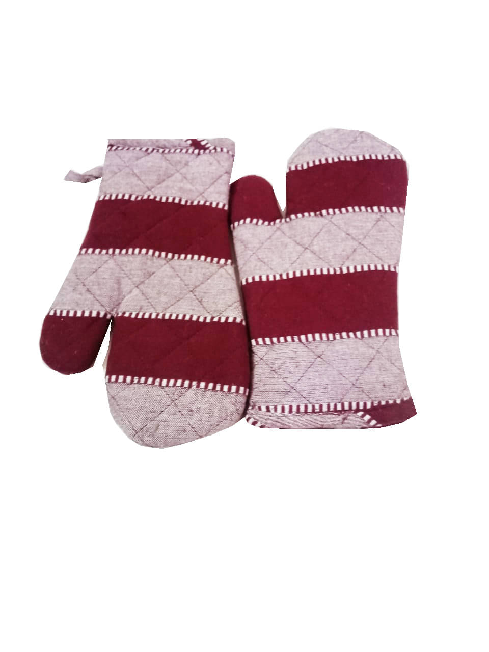 Tidy White with Brown Color Stripes Design Cotton Oven Hand Glove - Pack of 2pcs Tidy White with Brown Color Stripes Design Cotton Oven Hand Glove - Pack of 2pcs