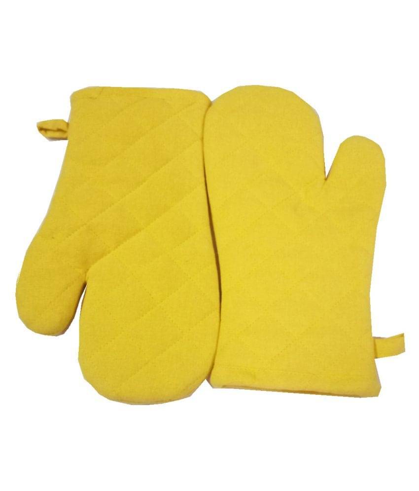 Tidy Yellow Color Plain Design Cotton Oven Hand Glove - Pack of 2pcs Tidy Yellow Color Plain Design Cotton Oven Hand Glove - Pack of 2pcs