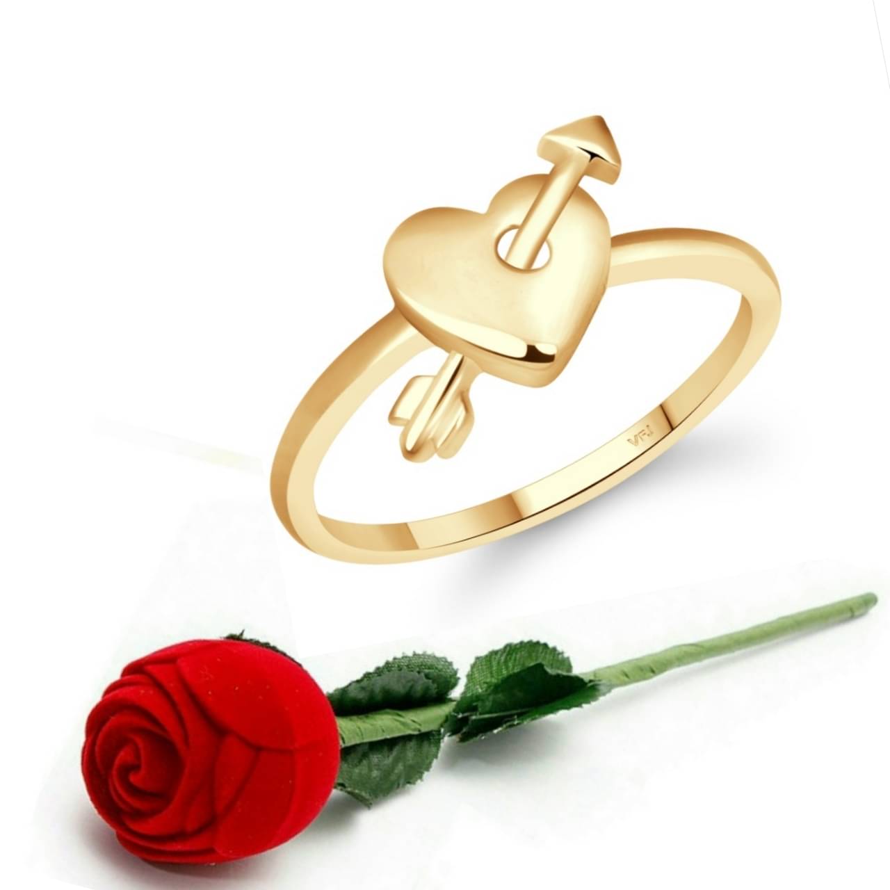 Vighnaharta Stylish Curve Heart Ring CZ Gold Plated Alloy Ring with Scented Velvet Rose Ring Box for women and girls and your Valentine. Vighnaharta Stylish Curve Heart Ring CZ Gold Plated Alloy Ring with Scented Velvet Rose Ring Box for women and girls and your Valentine.