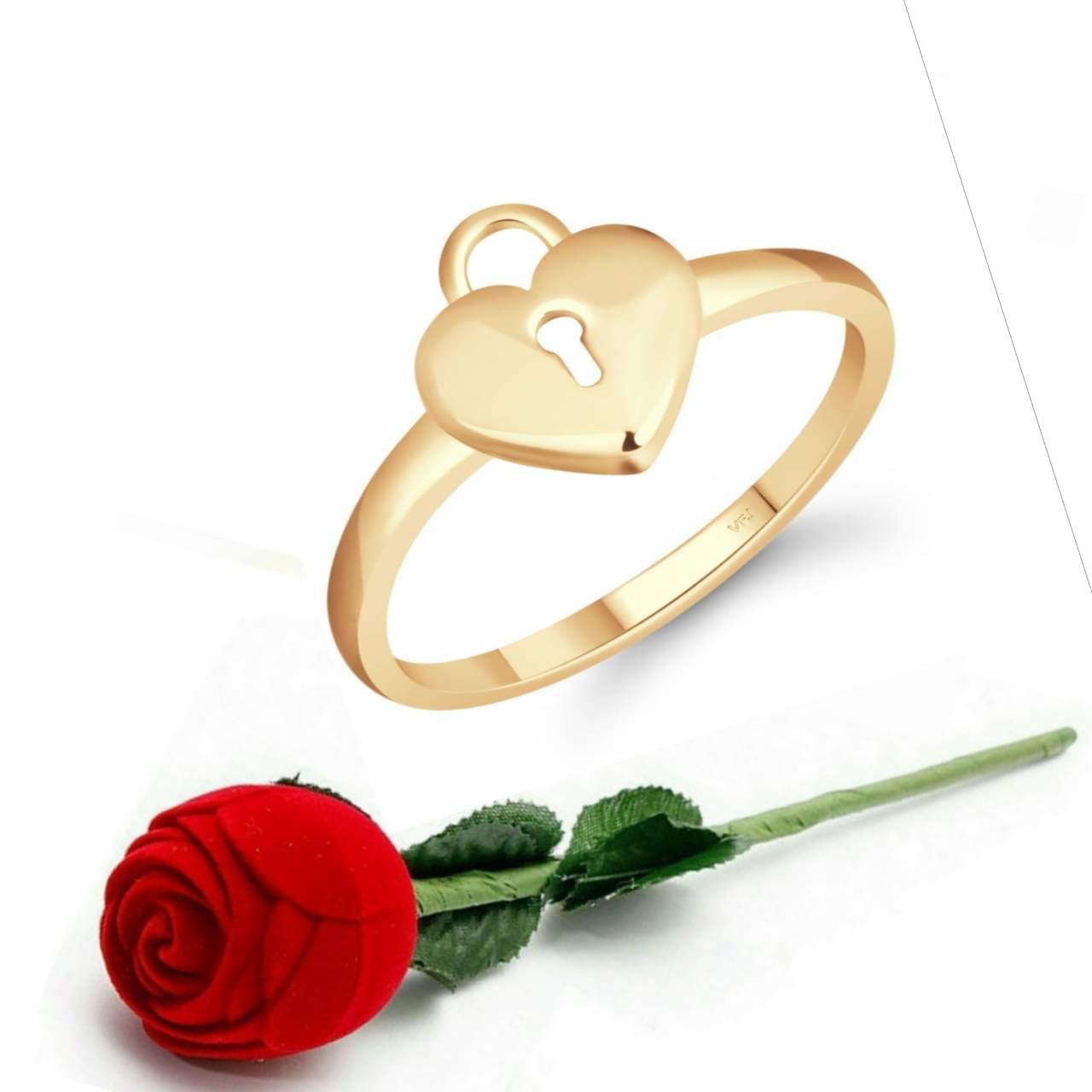 Vighnaharta Stylish Lock Heart Ring CZ Gold Plated Alloy Ring with Scented Velvet Rose Ring Box for women and girls and your Valentine. Vighnaharta Stylish Lock Heart Ring CZ Gold Plated Alloy Ring with Scented Velvet Rose Ring Box for women and girls and your Valentine.