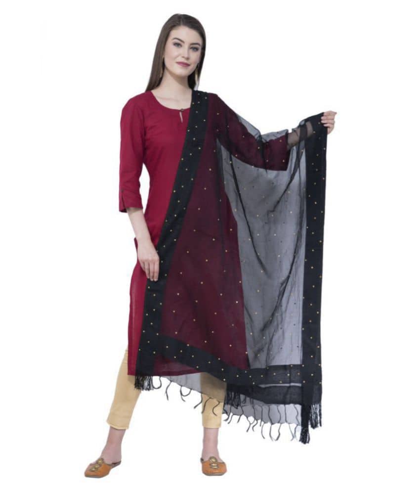 A R Silk Black Cotton Blend Pearl Embellished Dupatta - Dupattas & Shawls | Buy online on ZillyBuy