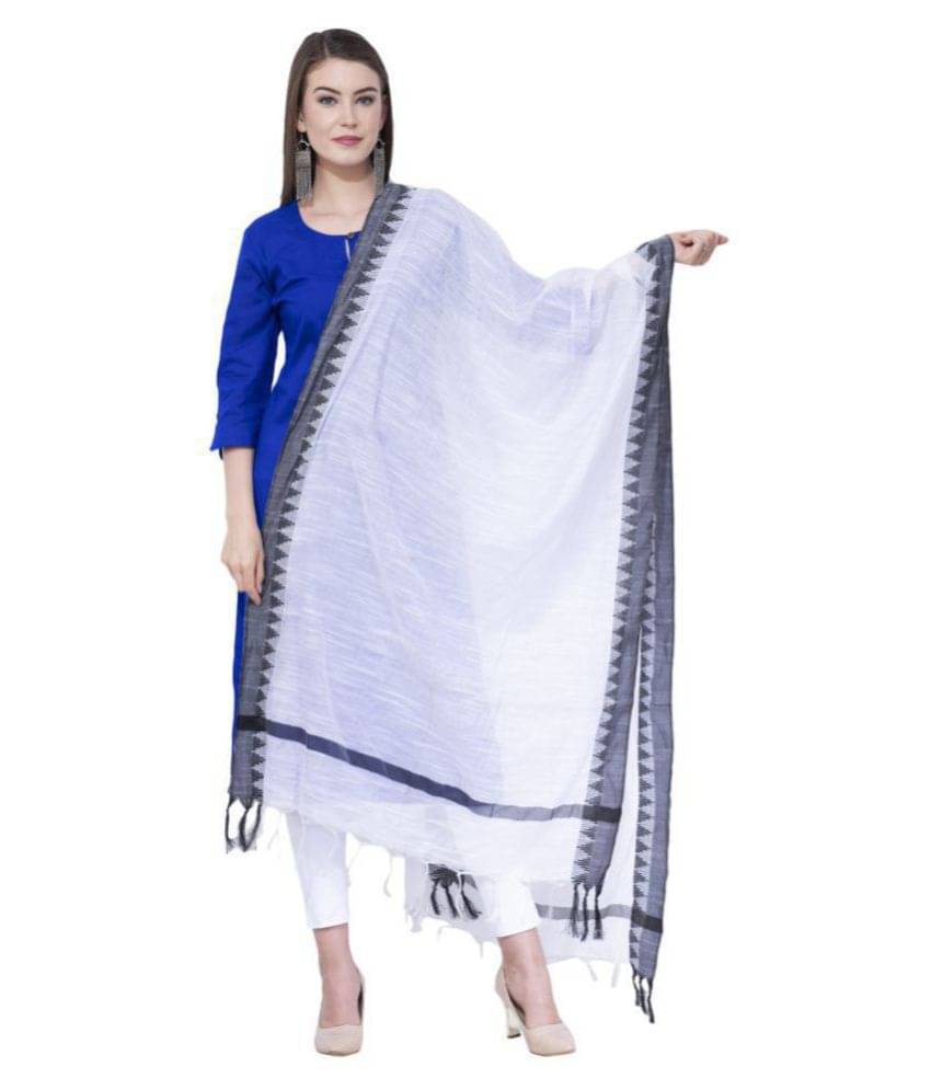 A R Silk White Cotton Dupatta A R Silk White Cotton Dupatta