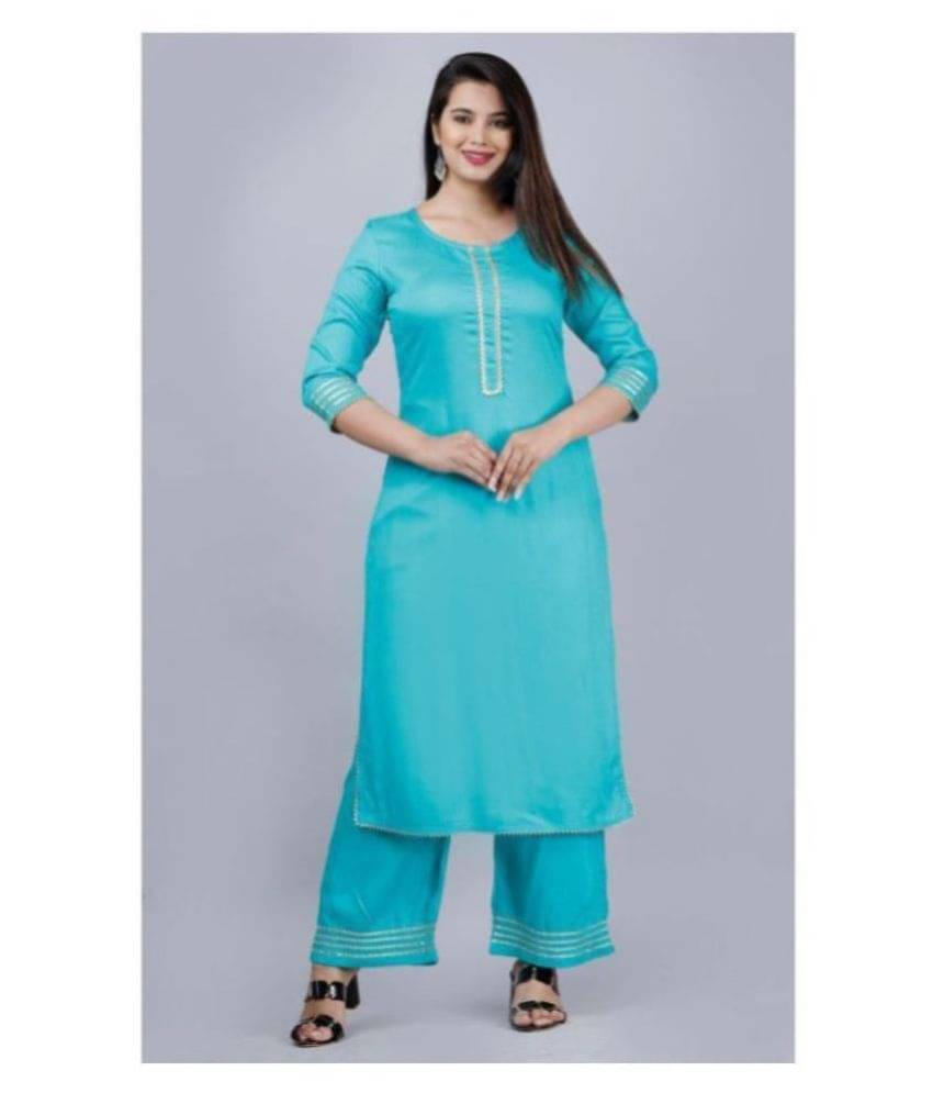     			MAUKA - Green Straight Rayon Women's Stitched Salwar Suit ( Pack of 1 )