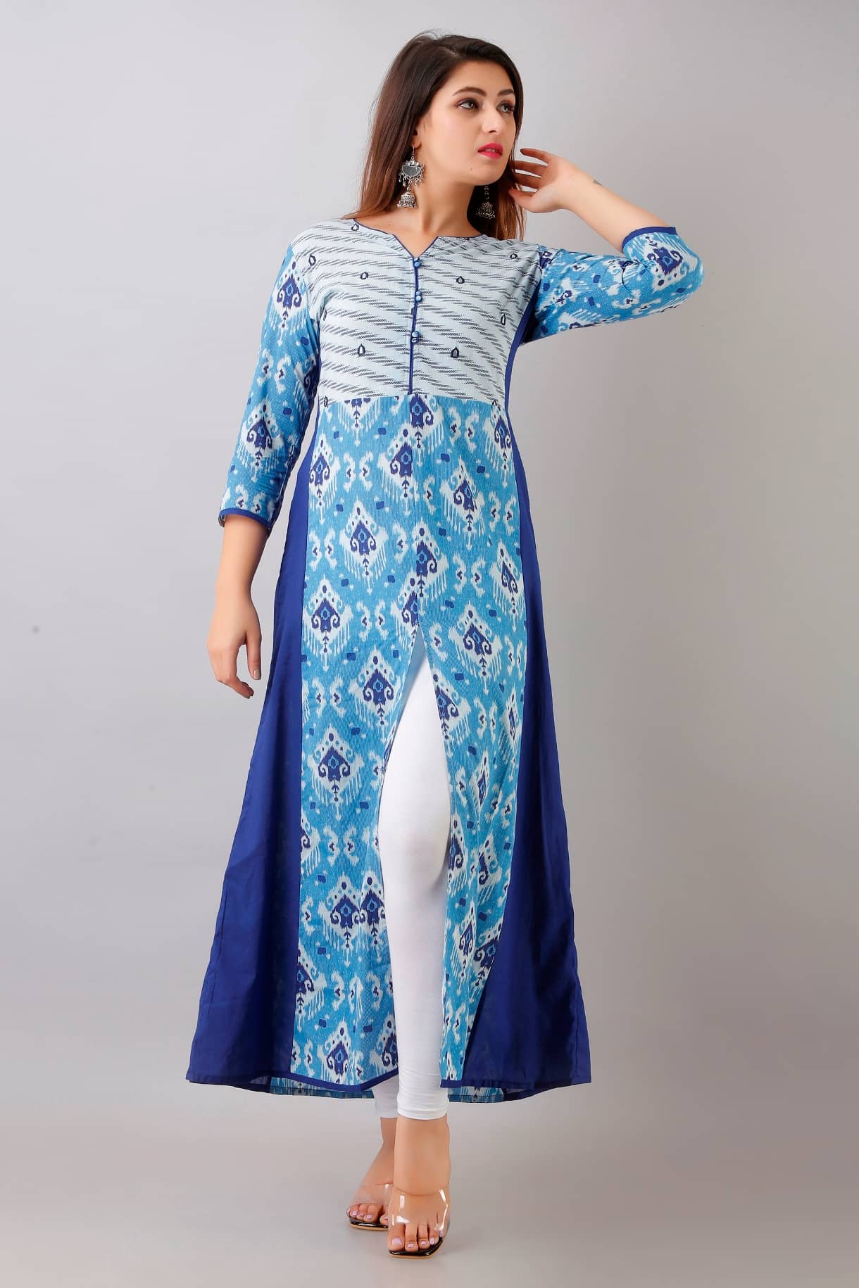 SAART BUNAAI - Blue Cotton Women's Front Slit Kurti - Kurtis, Tunics | Buy online on ZillyBuy