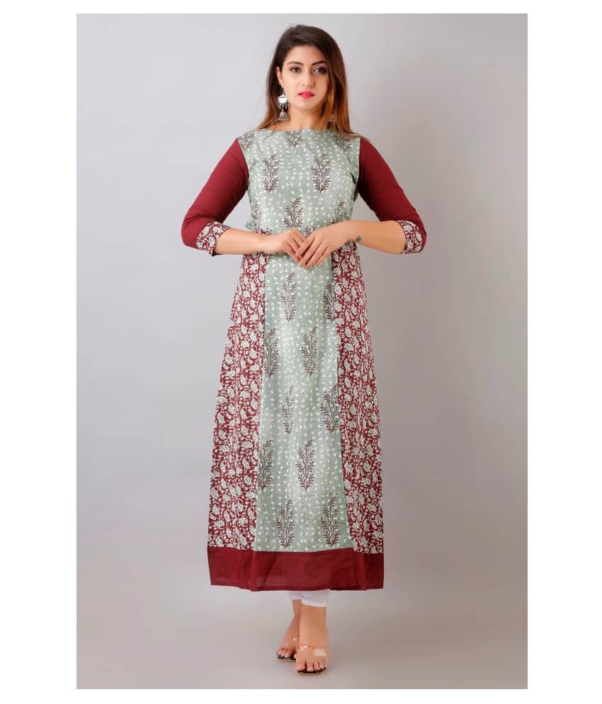 SAART BUNAAI - Multicolor Cotton Women's Front Slit Kurti ( Pack of 1 ) - Kurtis, Tunics | Buy online on ZillyBuy