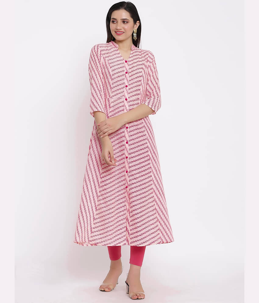 SAART BUNAAI - Pink Cotton Blend Women's A-line Kurti ( Pack of 1 ) - Kurtis, Tunics | Buy online on ZillyBuy
