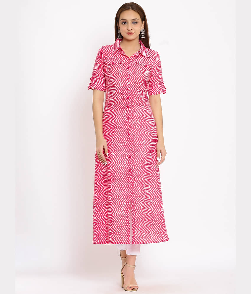 SAART BUNAAI - Pink Cotton Blend Women's A-line Kurti ( Pack of 1 ) - Kurtis, Tunics | Buy online on ZillyBuy