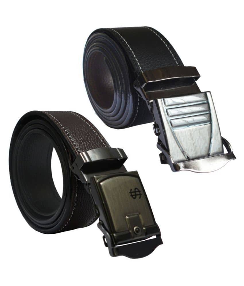 SUNSHOPPING - Multicolor PU Men's Formal Belt ( Pack of 2 )