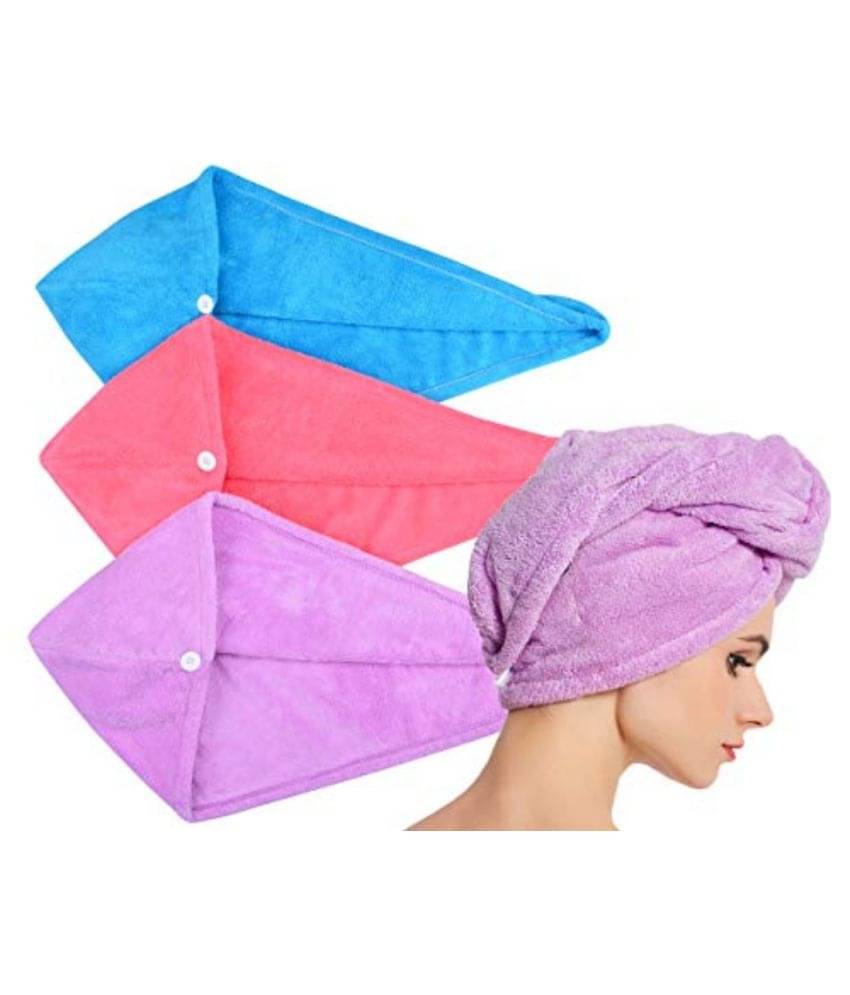     			Sakshi Set of 4 Absorbent Microfiber Towel for Hair Drying/Hair Towel Wrap for Women (Pack of 4, Multi Color, Free Size)