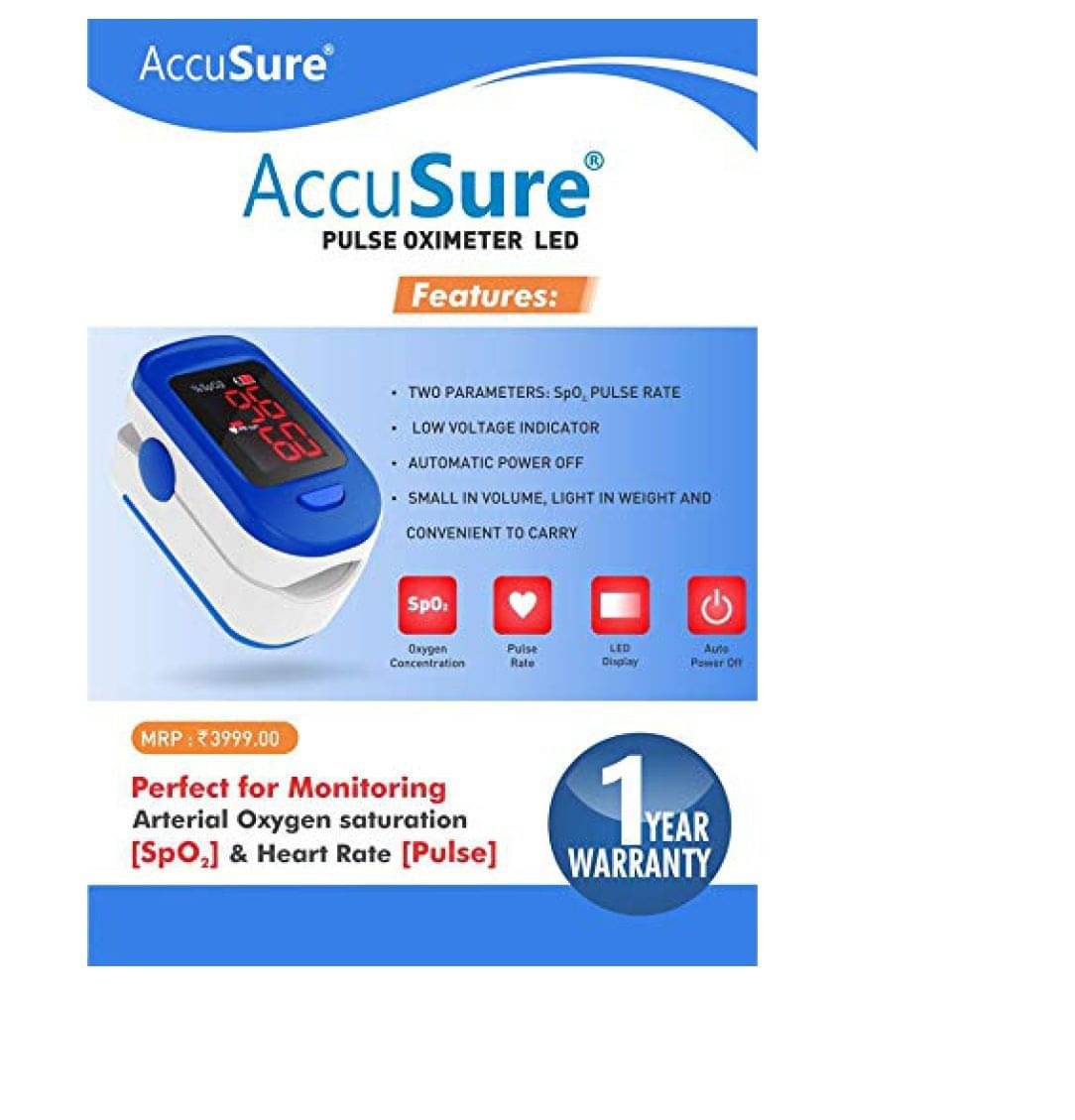     			Accusure PULSE OXIMETER FS10C Finger Tip