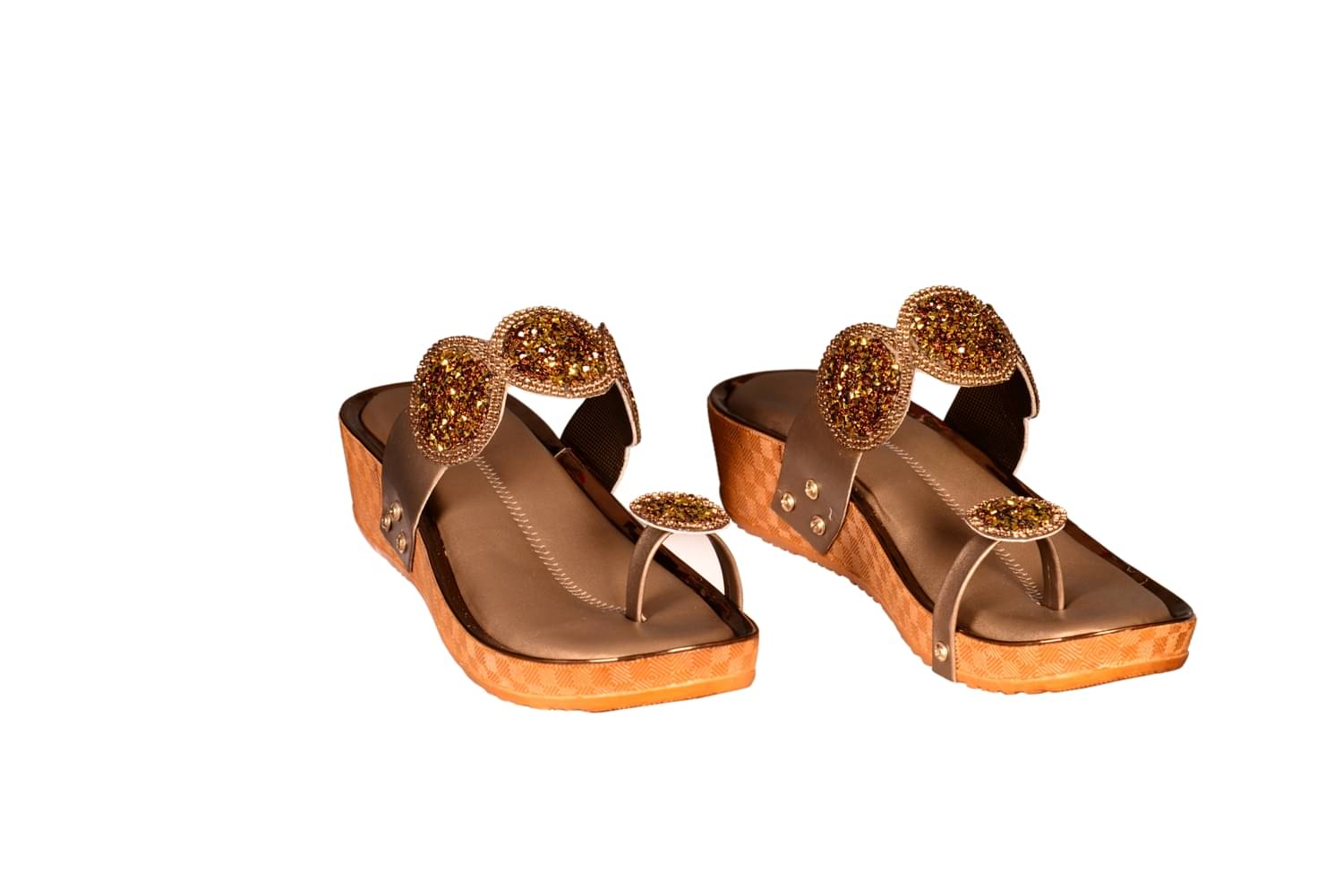     			Footprints Gold Ethnic Footwear