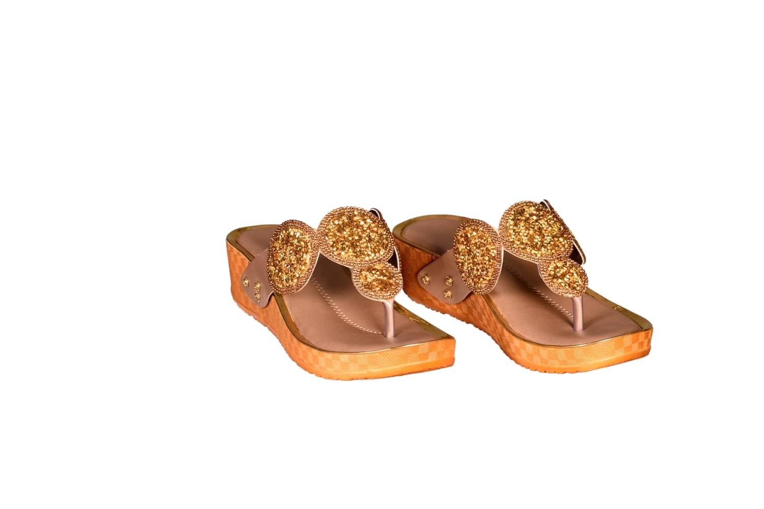     			Footprints - Gold Women's Slip On Heels