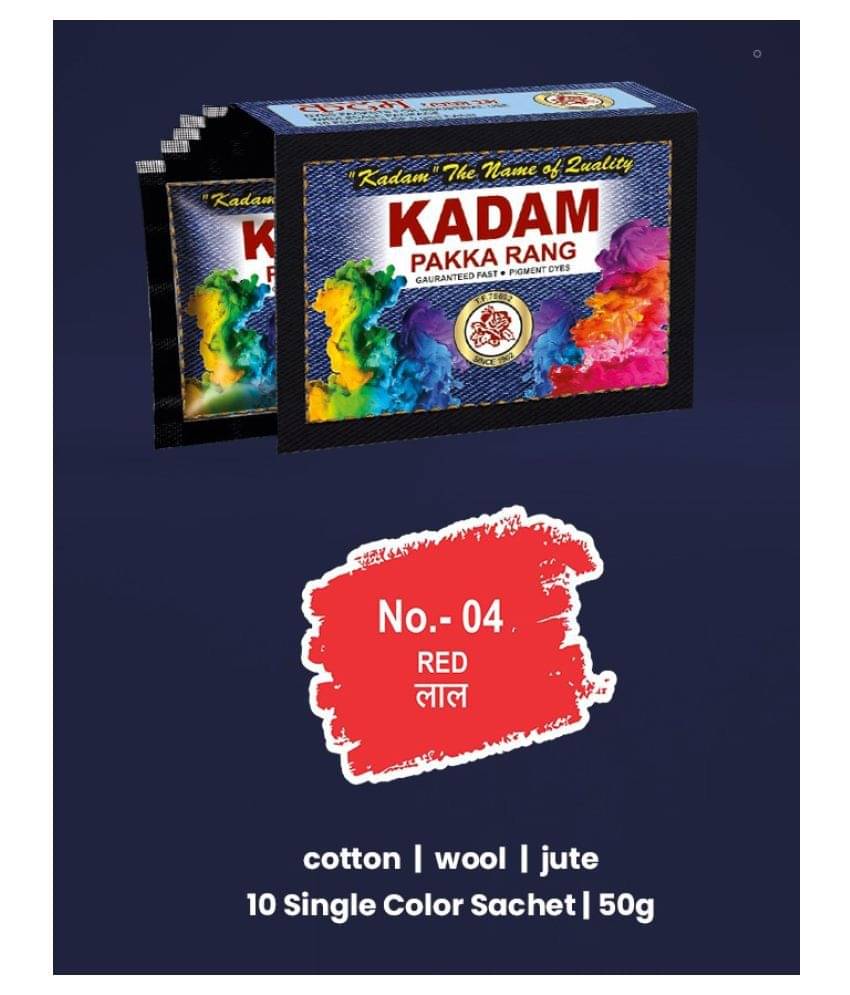     			KADAM Fabric Dye Colour, Shade 04 Red, Pack of 10 Single Color Pouches