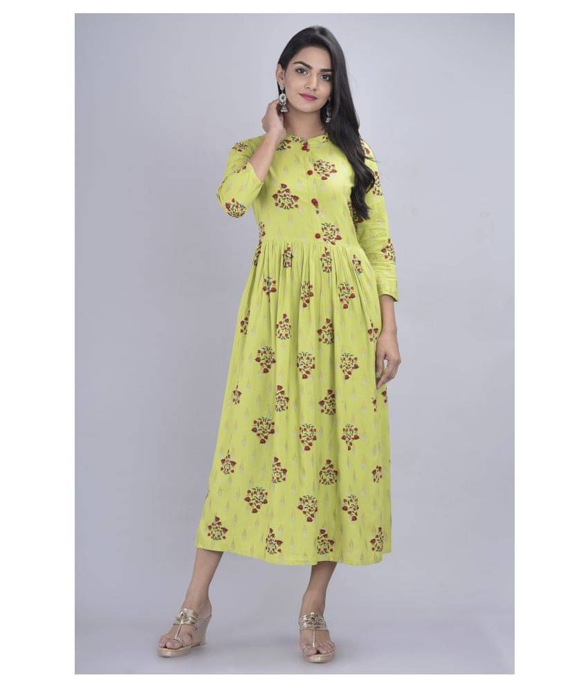 Kbz - Green Rayon Women's Flared Kurti ( Pack of 1 ) Kbz - Green Rayon Women's Flared Kurti ( Pack of 1 )