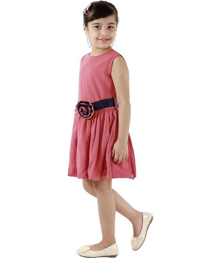 Kids Cave Crepe A-line For Girls ( Pack of 1 , Pink )