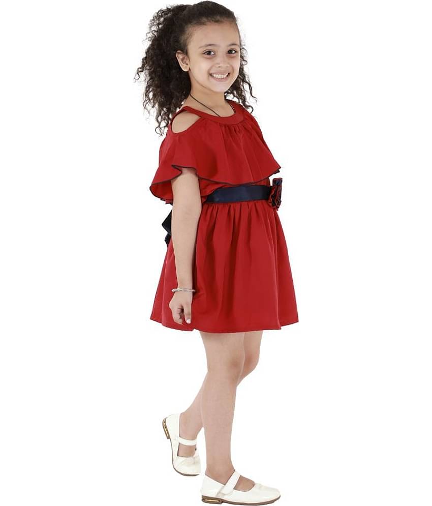 Kids Cave Crepe A-line For Girls ( Pack of 1 , Maroon )