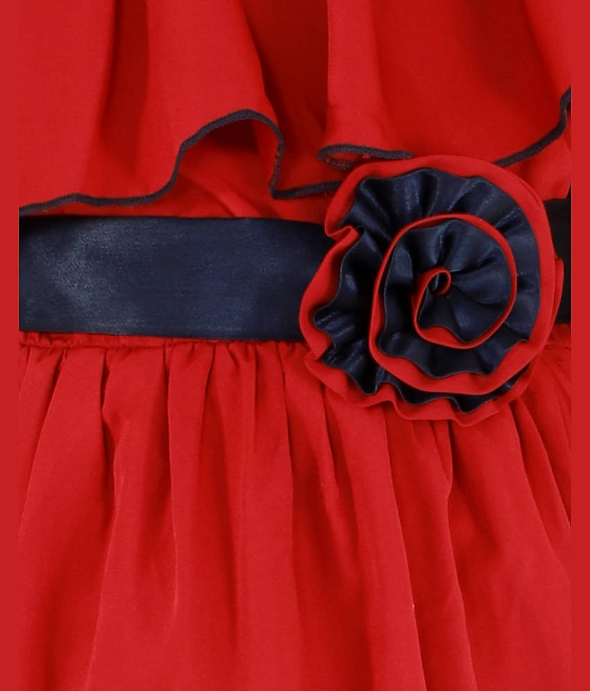 Kids Cave Crepe A-line For Girls ( Pack of 1 , Maroon )