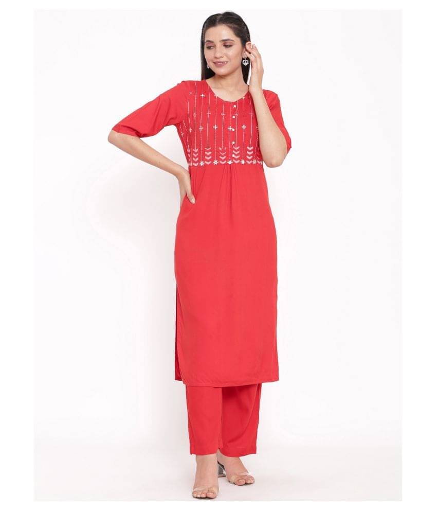 SAART BUNAAI Rayon Kurti With Palazzo - Stitched Suit SAART BUNAAI Rayon Kurti With Palazzo - Stitched Suit