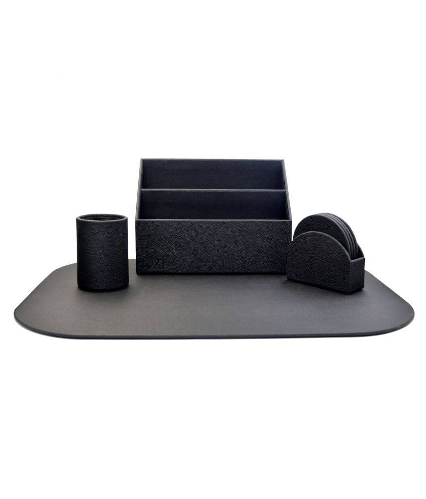 Thylable Office Table Organizer Set for Office (2 Compartment Stand, Blotter, Coaster...