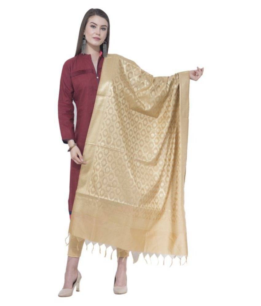     			A R Silk Gold Cotton Blend Dupatta