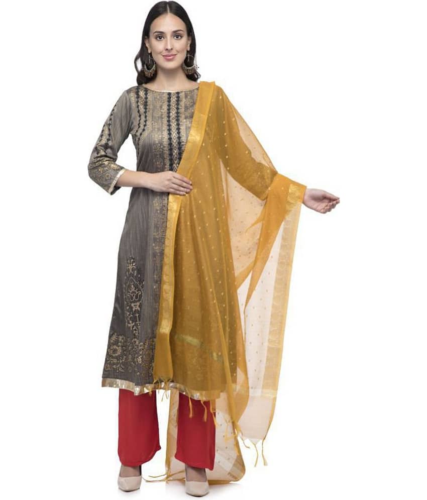 A R Silk Yellow Chanderi Zari Work Dupatta - Dupattas & Shawls | Buy online on ZillyBuy