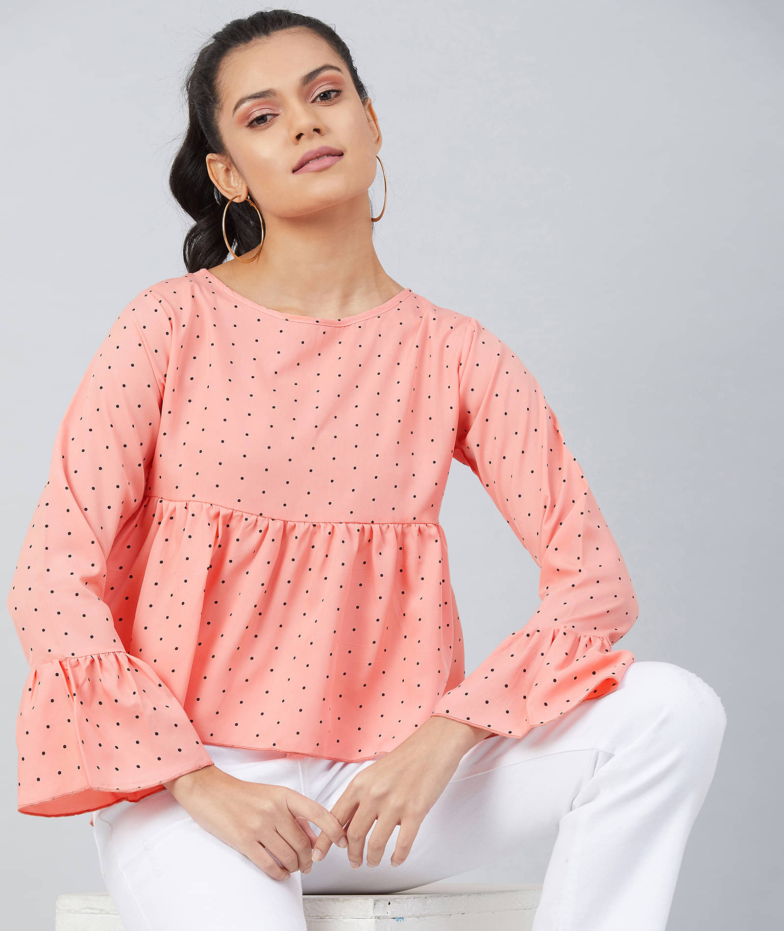     			Chimpaaanzee Women's Crepe Empire Top ( Peach )